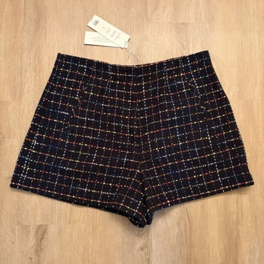 NWT Veronica Beard Women's Navy Blue Classic Tweed Jazmin Shorts MSRP $398